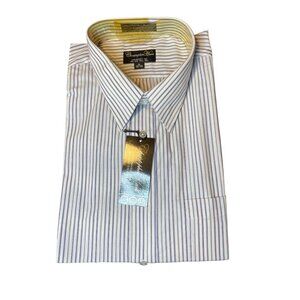 Christopher Hart NWT Blue White Vertical Stripe Big and Tall Button Down Shirt